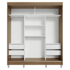 Guarda-Roupa Casal com Pés 3 Portas de Correr Rustic/Preto Reno Madesa