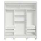 Guarda-Roupa Casal com Pés 3 Portas de Correr Branco/Rustic Reno Madesa