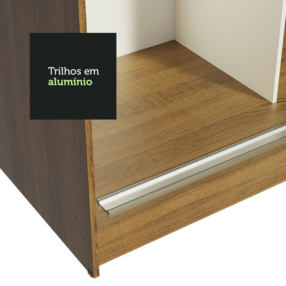 Guarda-Roupa Casal Madesa Reno 3 Portas de Correr com Espelhos Rustic/Cinza