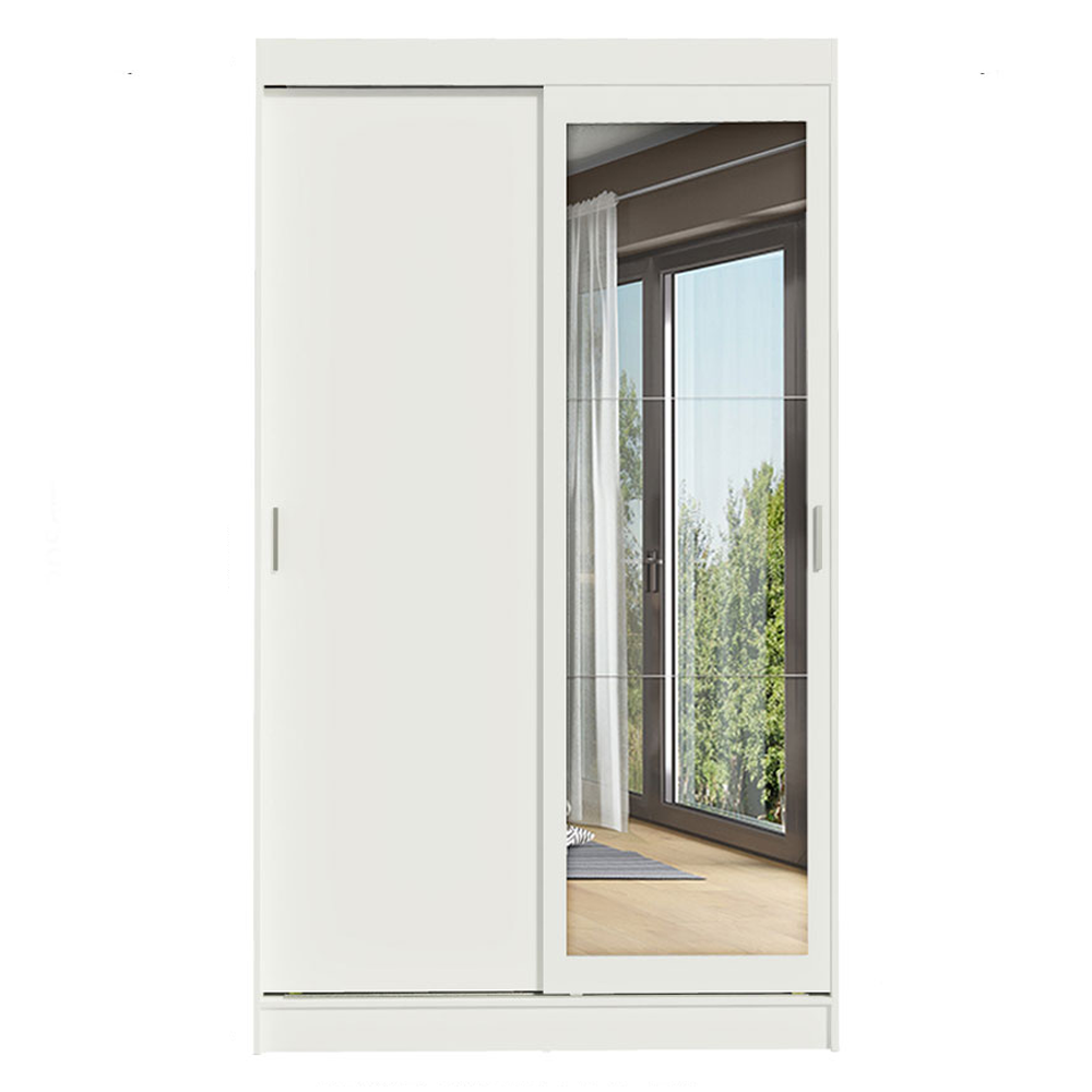 Guarda-Roupa Solteiro Madesa Tokio 2 Portas de Correr com Espelho 2 Gavetas Branco