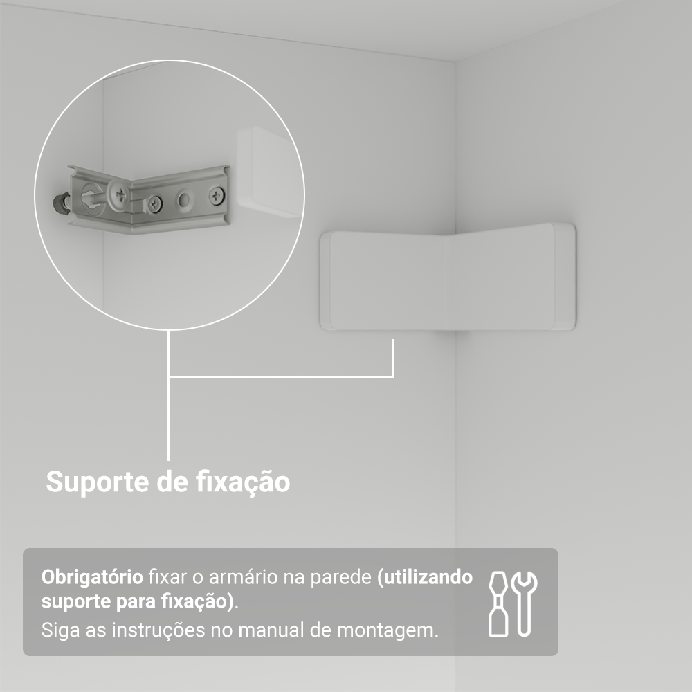 Guarda-Roupa Solteiro 4 Portas Batentes com Espelhos Branco/Branco/Rustic Venus Madesa