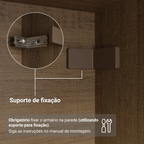 Guarda-Roupa Solteiro com Pés 4 Portas Batentes com Espelho Rustic/Crema/Rustic Venus Madesa