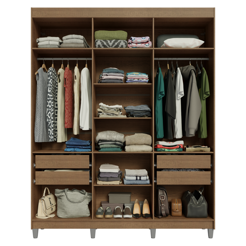 Guarda-Roupa Closet com Pés 4 Gavetas 180cm Rustic Venus Madesa