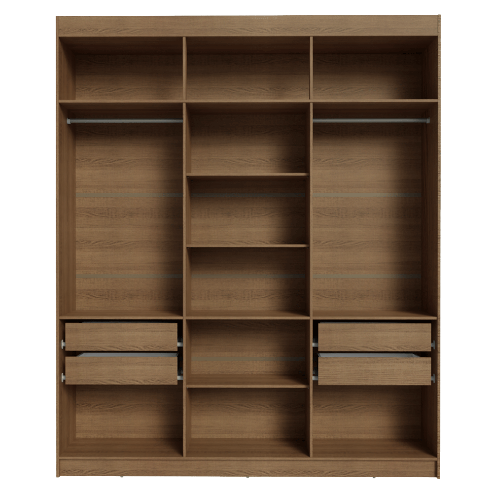 Guarda-Roupa Casal 6 Portas Batentes com Espelho Rustic/Branco/Rustic Venus Madesa