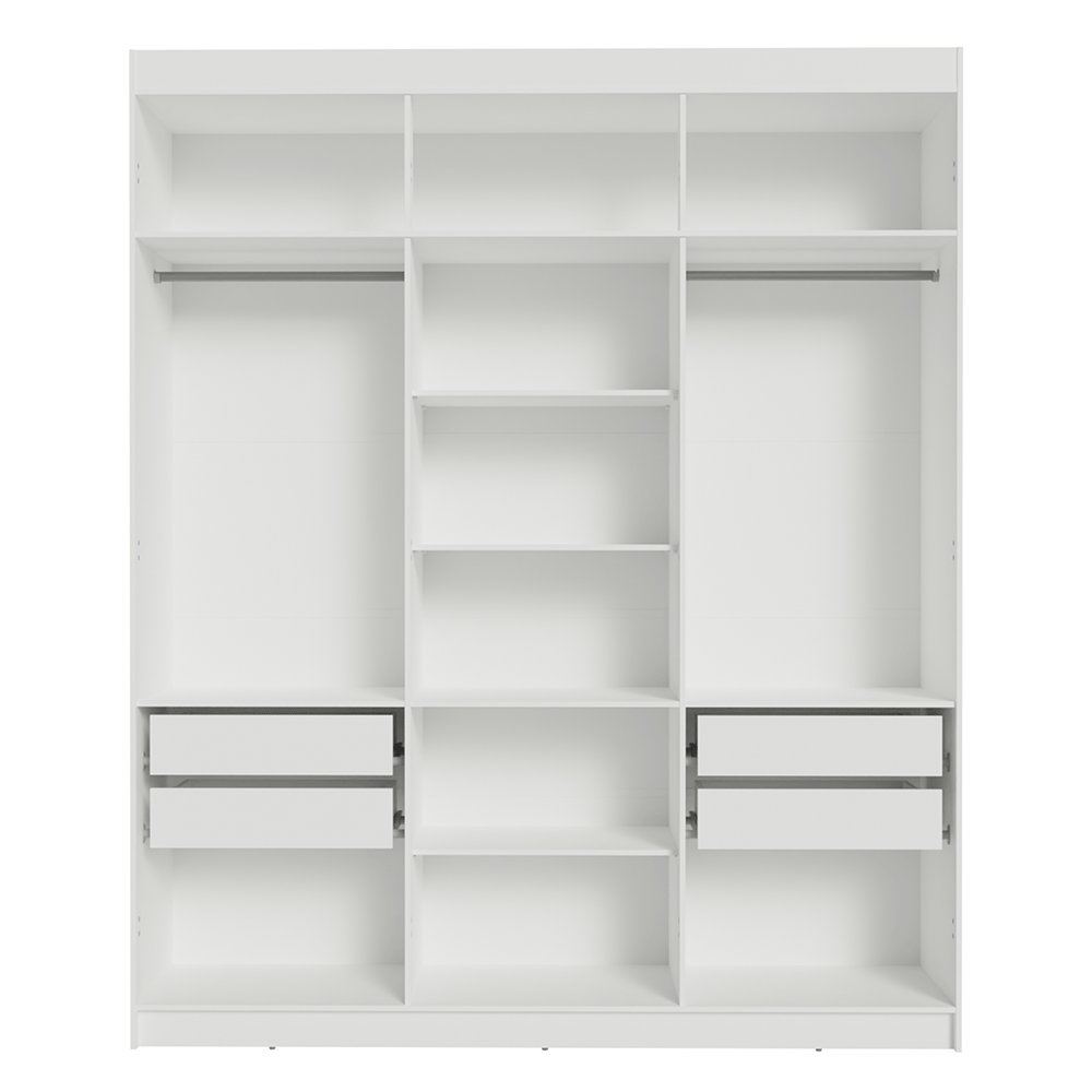 Guarda-Roupa Casal 6 Portas Batentes com Espelho Branco/Branco/Preto Venus Madesa