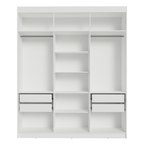 Guarda-Roupa Casal 6 Portas Batentes com Espelho Branco/Branco/Preto Venus Madesa