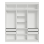 Guarda-Roupa Casal 6 Portas Batentes com Espelho Branco/Preto/Preto Venus Madesa