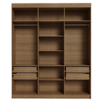 Guarda-Roupa Casal 6 Portas Batentes com Espelho Rustic/Crema/Rustic Venus Madesa