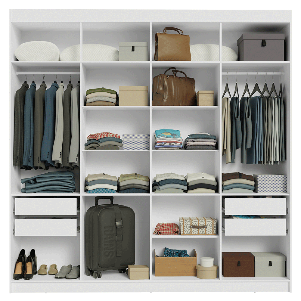 Guarda-Roupa Closet 4 Gavetas 216 cm Branco Venus Madesa
