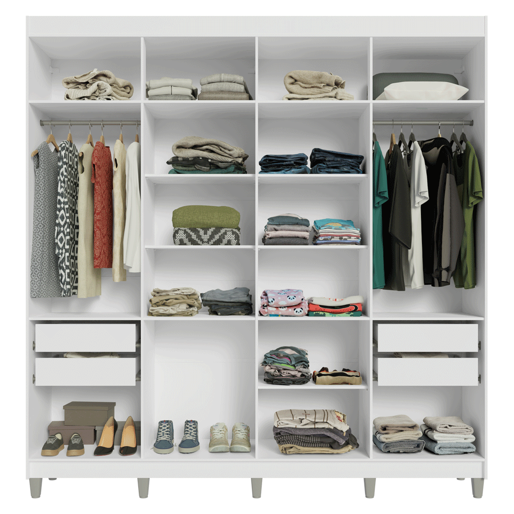 Guarda-Roupa Closet com Pés 4 Gavetas 216cm Branco Venus Madesa