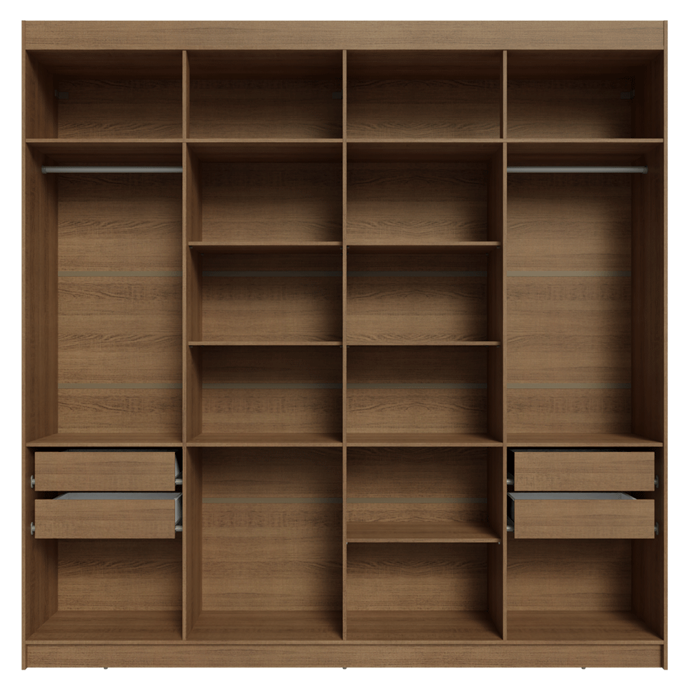 Guarda-Roupa Casal 8 Portas Batentes Rustic/Preto/Rustic Venus Madesa