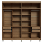 Guarda-Roupa Casal com Pés 8 Portas Batentes Rustic/Crema/Rustic Venus Madesa