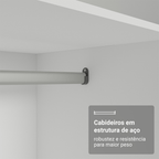 Guarda-Roupa Modulado 2 Portas com Espelho 4 Prateleiras 1 Cabideiro Branco Neo Madesa