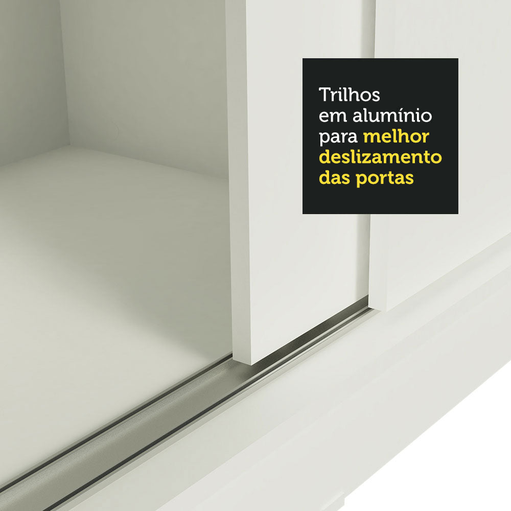 Guarda-Roupa Casal Madesa Istambul 3 Portas de Correr com Espelhos 3 Gavetas Branco