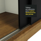 Guarda-Roupa Casal Madesa Istambul 3 Portas de Correr com Espelhos 3 Gavetas Rustic/Preto