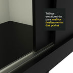 Guarda-Roupa Casal Madesa Istambul 3 Portas de Correr com Espelhos 3 Gavetas Preto
