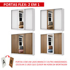 Guarda-Roupa Casal 100% MDF Madesa Eros 3 Portas de Correr com Espelho Branco