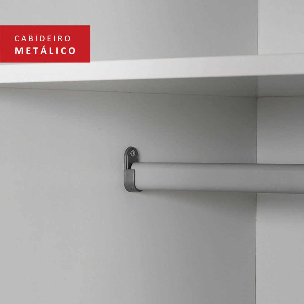 Guarda-Roupa Casal 100% MDF Madesa Eros 3 Portas de Correr com Espelhos Branco