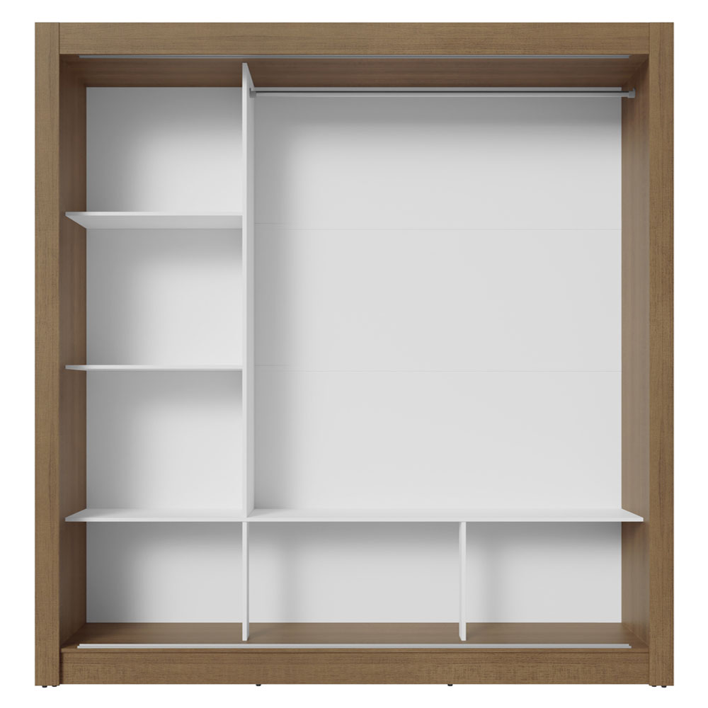 Guarda-Roupa Casal 3 Portas de Correr com Espelhos Rustic/Branco Nobre Madesa