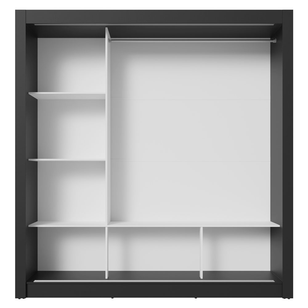 Guarda-Roupa Casal 3 Portas de Correr com Espelhos Preto/Branco Nobre Madesa