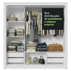 Guarda-Roupa Casal 3 Portas de Correr com Espelhos 4 Gavetas Branco/Cinza Sublime Plus Madesa
