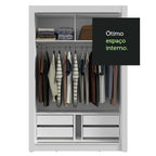 Guarda-Roupa Solteiro 2 Portas de Correr 4 Gavetas Branco Vivare Plus Madesa