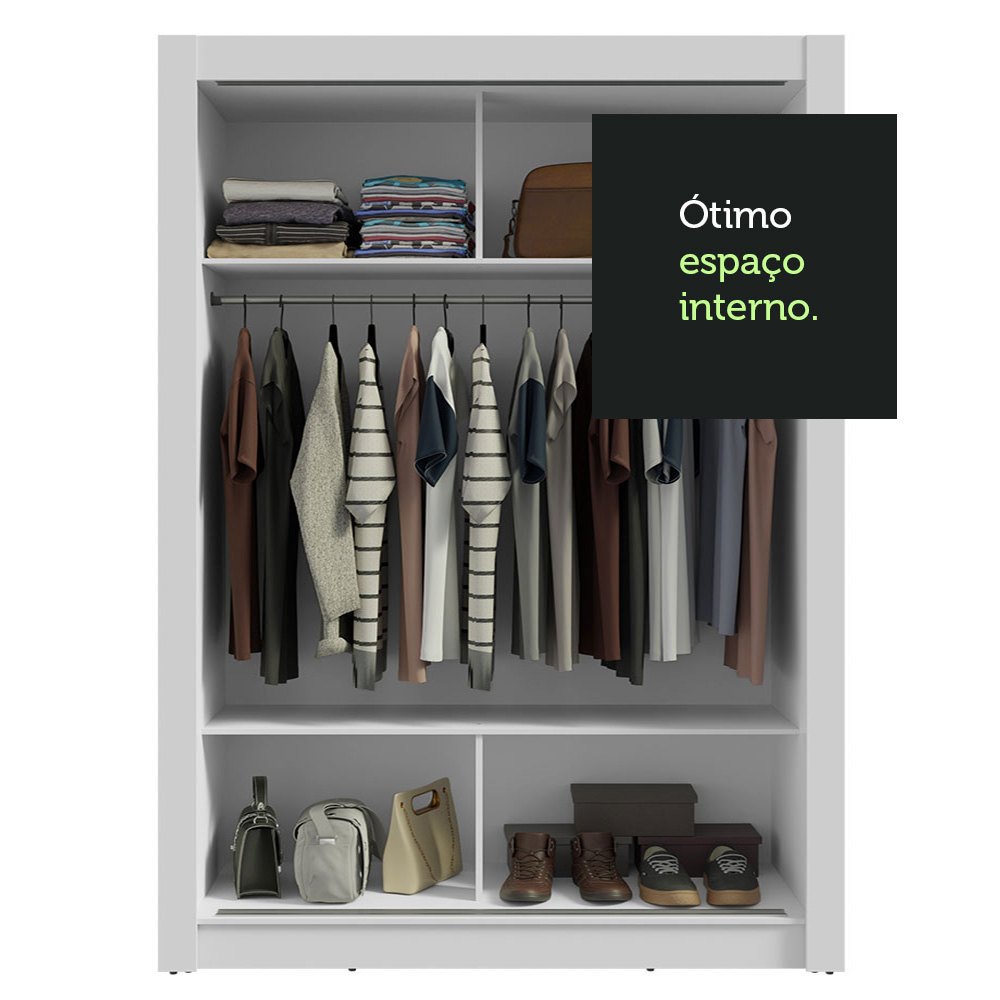 Guarda-Roupa Solteiro 2 Portas de Correr com Espelho Branco/Preto Milano Madesa