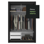Guarda-Roupa Solteiro 2 Portas de Correr 2 Gavetas Preto/Rustic Vivare Madesa