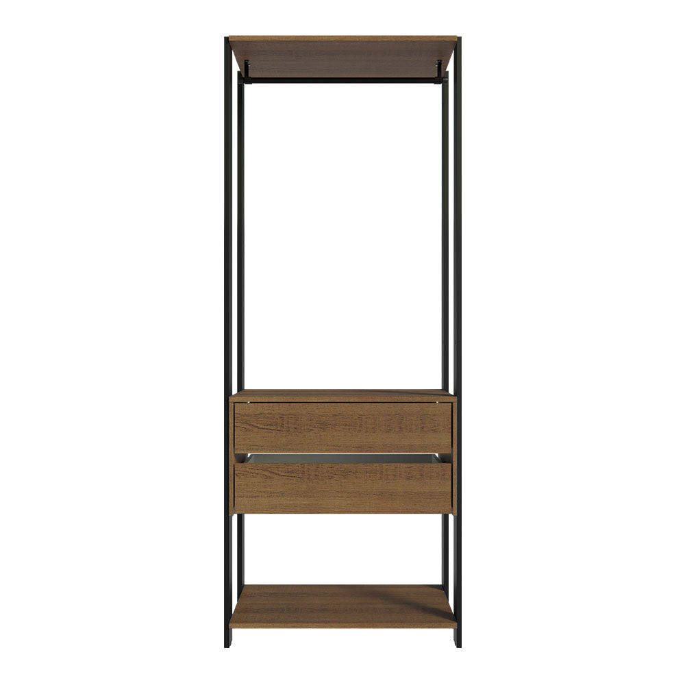 Guarda-Roupa Closet Modulado Valencia 2 Gavetas 70cm Rustic/Preto Madesa