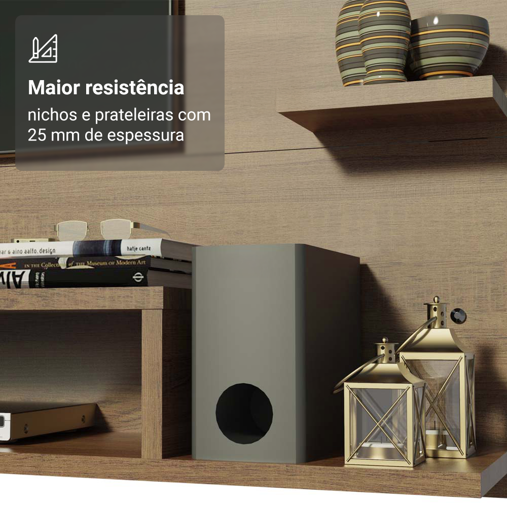 Painel para TV até 60 Polegadas Madesa Alfa Rustic