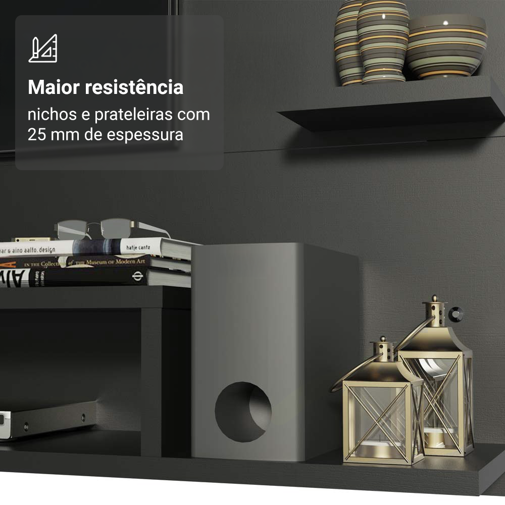 Painel para TV até 60 Polegadas Madesa Alfa Preto