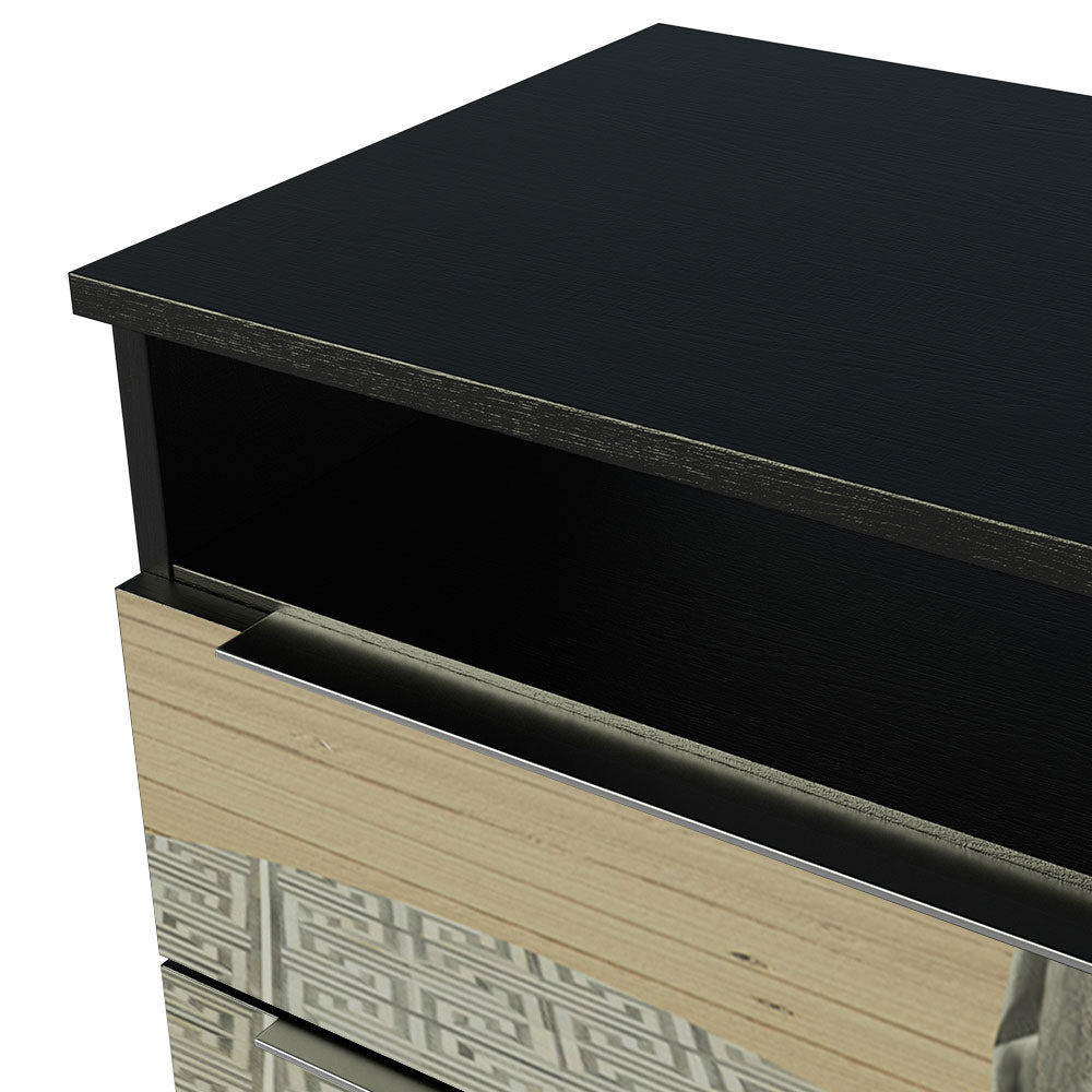 Mesa de Cabeceira Madesa 3227 2 Gavetas com Espelho Preto