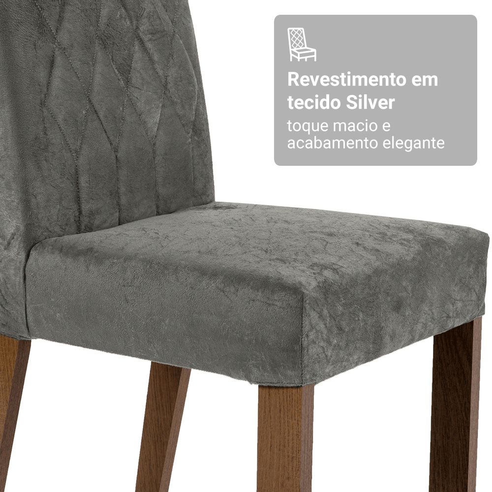Kit 4 Cadeiras de Jantar 4256 com Espaldar Rustic/Silver Madesa