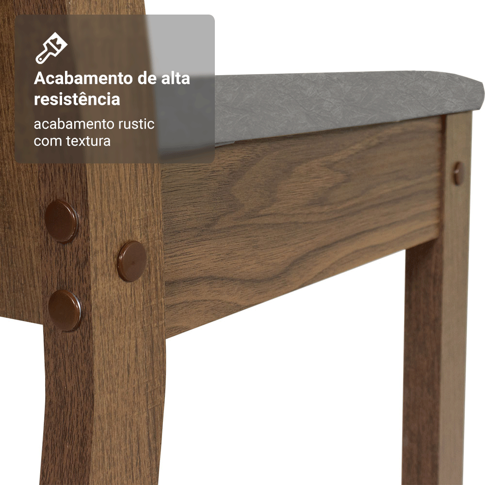 Kit 4 Cadeiras 4290 Madesa Rustic/Silver