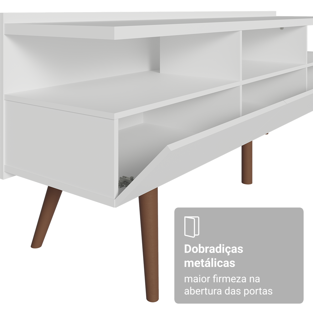 Rack para TV até 65 Polegadas Madesa Londres com Pés Retro Branco