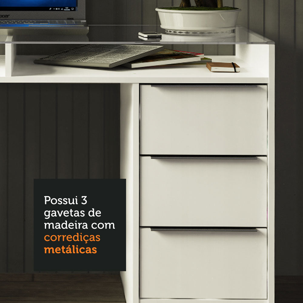 Escrivaninha 1 Porta e 3 Gavetas Madesa Chicago Branco