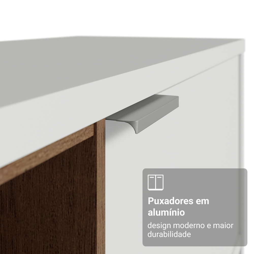 Rack para TV até 75 Polegadas Madesa Metz 180 cm 2 Portas Branco/Rustic