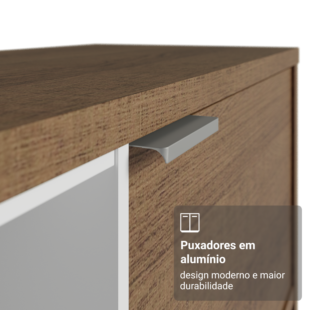 Rack para TV até 75 Polegadas Madesa Metz 180 cm 2 Portas Rustic/Branco