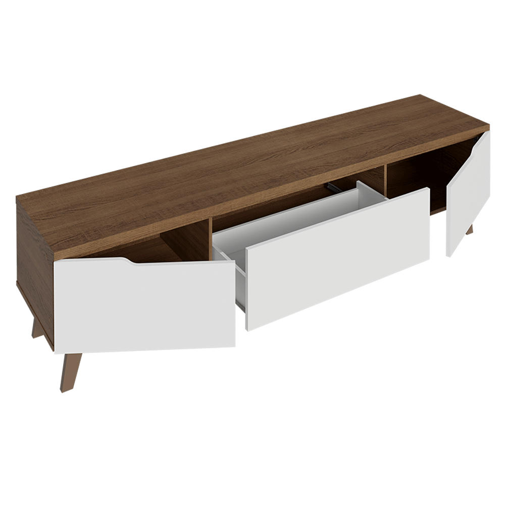 Rack para TV até 75 Polegadas 180 cm 2 Portas 1 Gaveta Rustic/Branco Dune Madesa