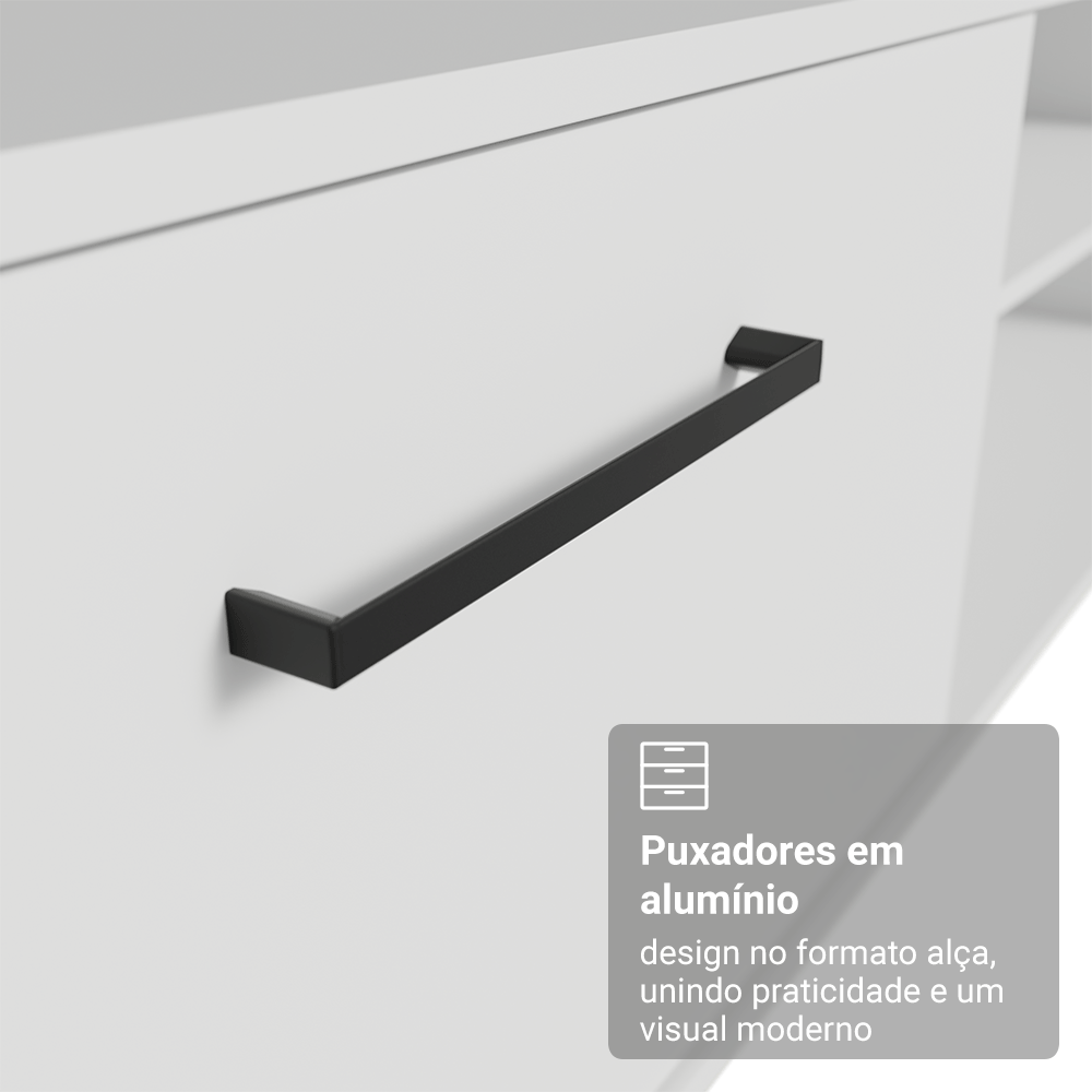 Rack para TV até 80 Polegadas 218 cm 2 Portas Branco Agata Madesa