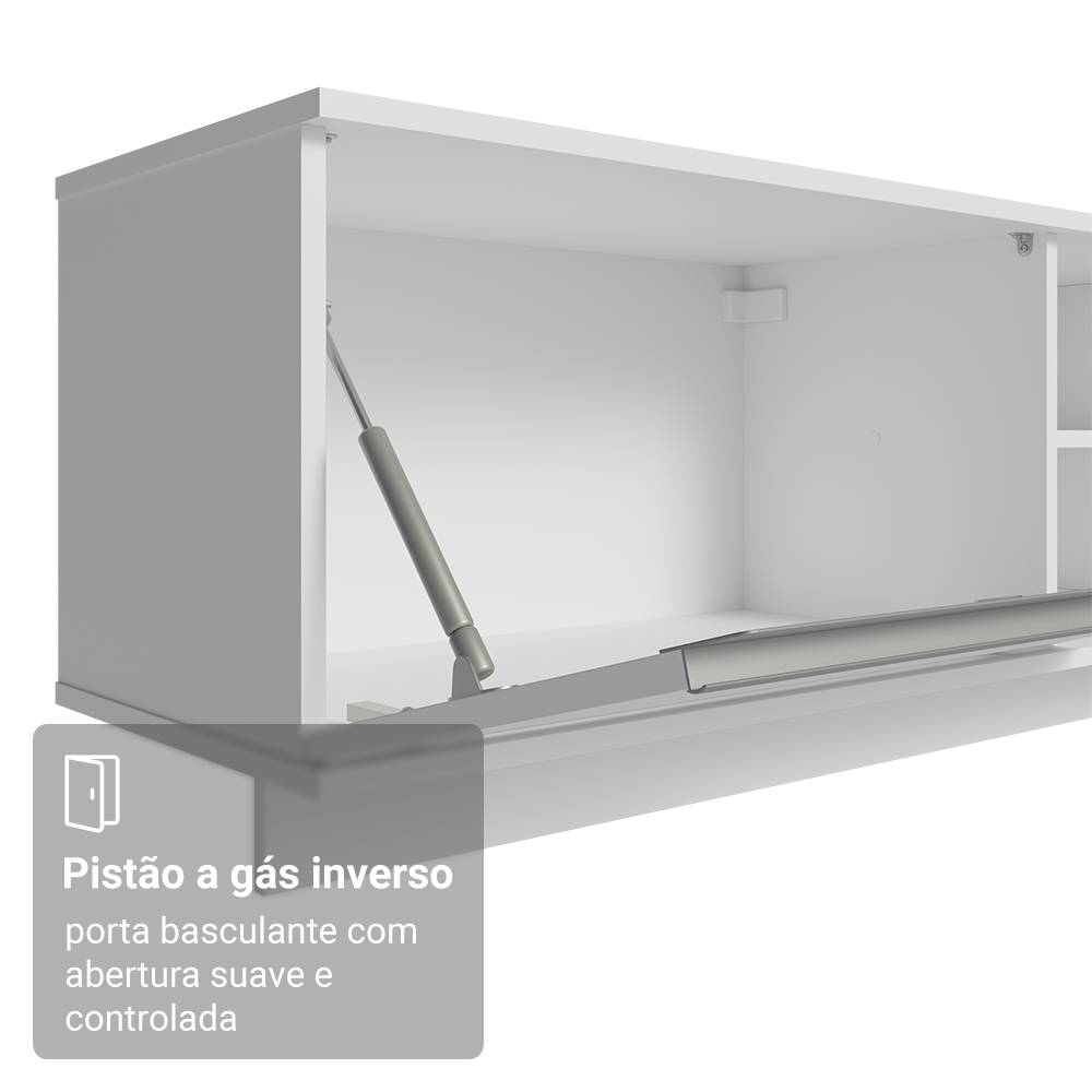 Rack Suspenso para TV até 80 Polegadas 218 cm 2 Portas Branco Glamy Madesa