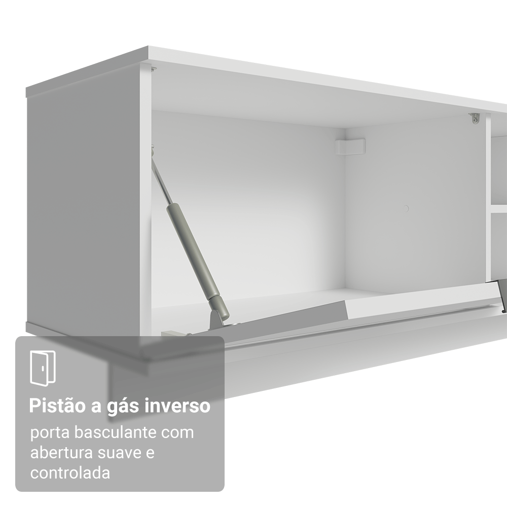 Rack Suspenso para TV até 80 Polegadas 218 cm 2 Portas Branco Stella Madesa