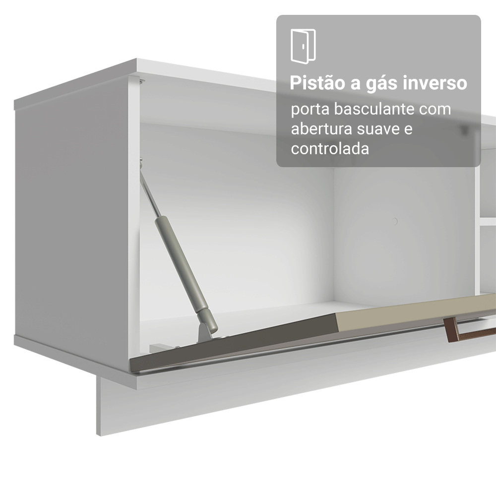 Rack Suspenso para TV até 80 Polegadas 218 cm 2 Portas Branco/Crema Agata Madesa