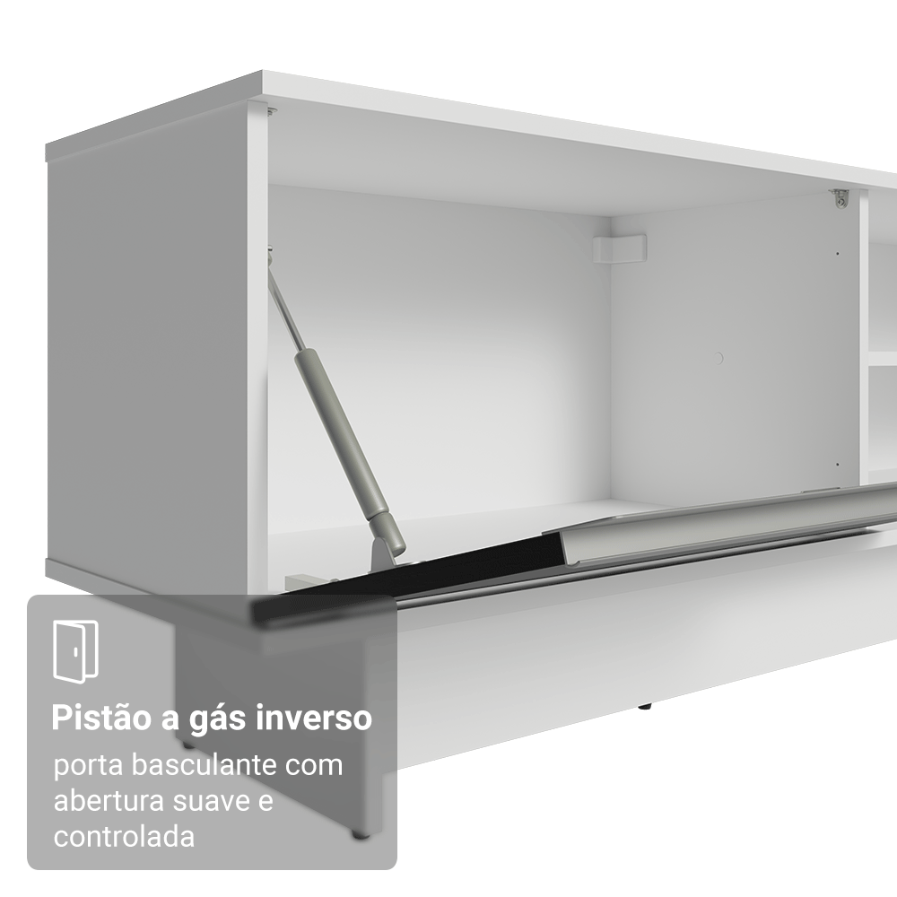 Rack para TV até 80 Polegadas 218 cm 2 Portas Branco/Preto Glamy Madesa