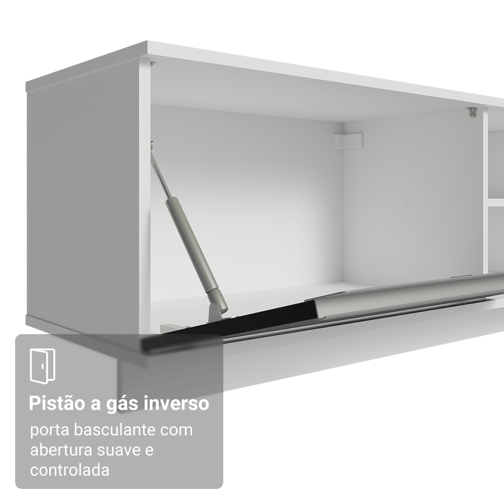 Rack Suspenso para TV até 80 Polegadas 218 cm 2 Portas Branco/Preto Glamy Madesa