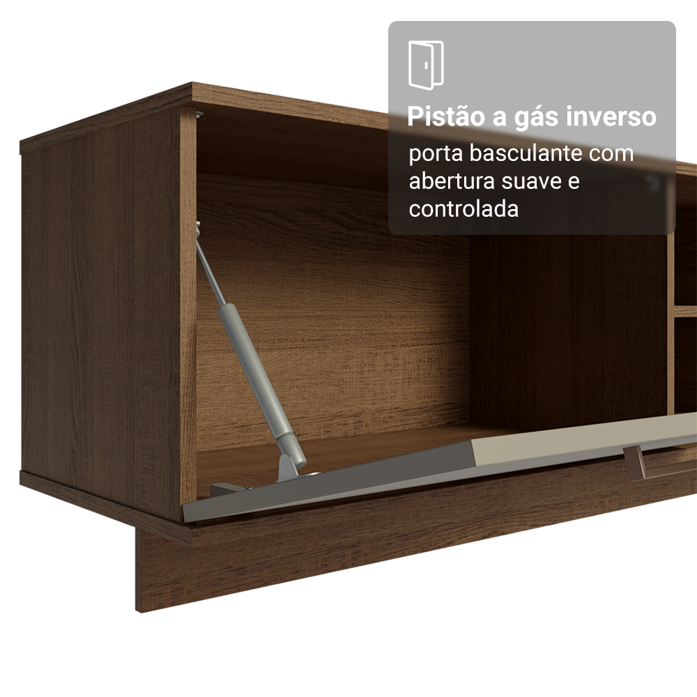 Rack Suspenso para TV até 80 Polegadas 218 cm 2 Portas Rustic/Crema Agata Madesa