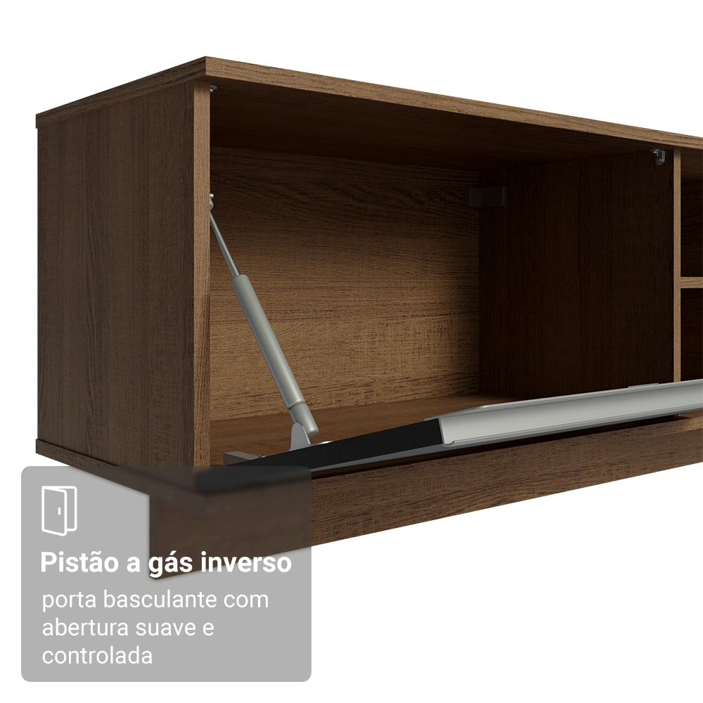 Rack Suspenso para TV até 80 Polegadas 218 cm 2 Portas Rustic/Preto Glamy Madesa
