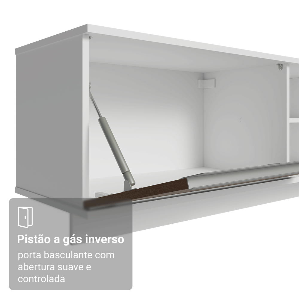 Rack Suspenso para TV até 80 Polegadas 218 cm 2 Portas Branco/Rustic Glamy Madesa