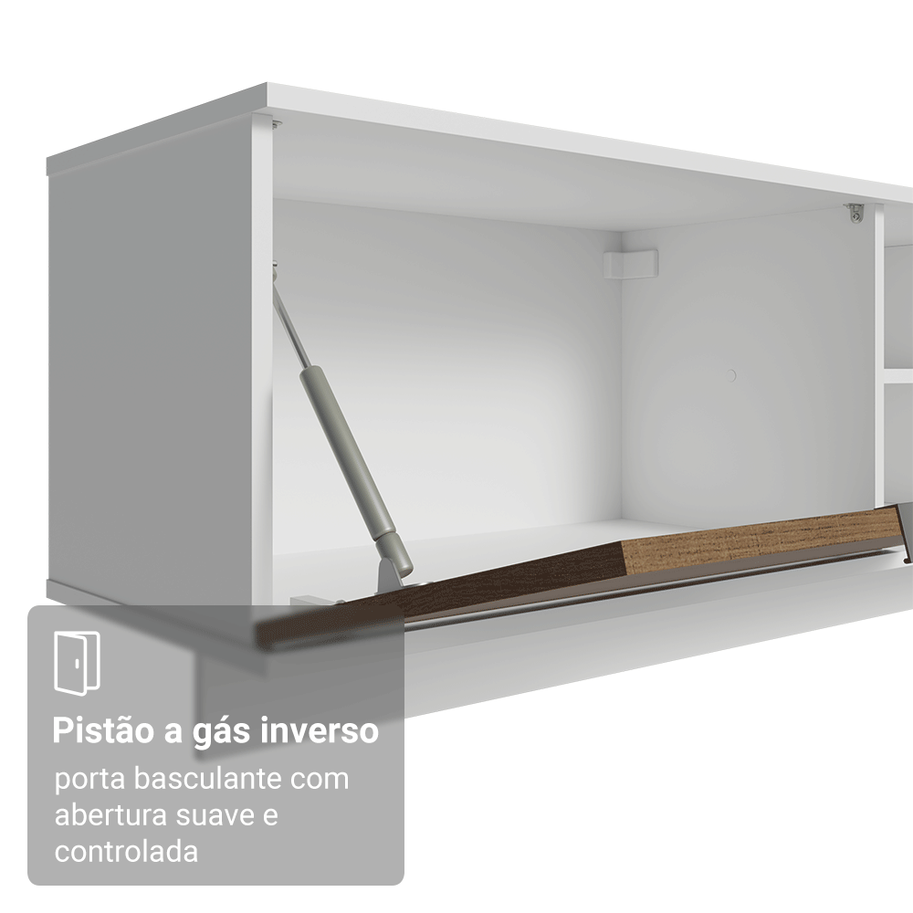 Rack Suspenso para TV até 80 Polegadas 218 cm 2 Portas Branco/Rustic Stella Madesa