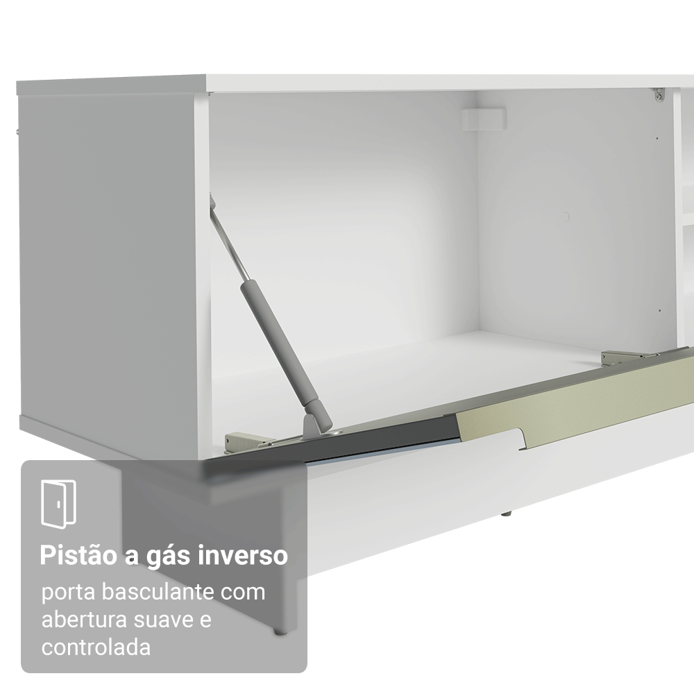 Rack para TV até 80 Polegadas 218 cm 2 Portas Branco/Cinza Lux Madesa